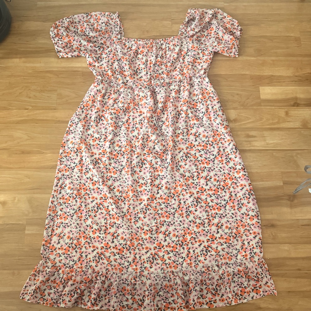 Divided Floral Dress in Pink and Orange